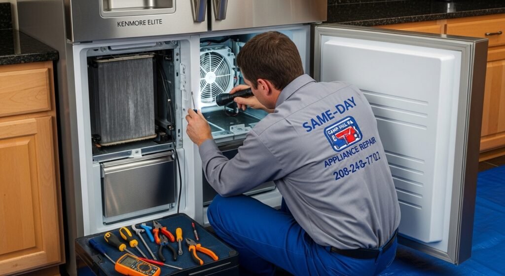 Kenmore refrigerator not cooling same-day repair Camp Hill PA